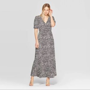 Who What Wear Polka Dot V Neck Maxi Dress